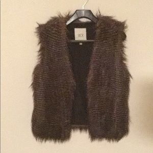 Brown faux fur vest